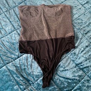 Strapless Sliver Sparkle Body suit